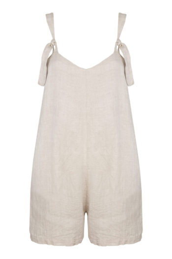 LINEN SHORT JUMPSUIT - CREAMY GRAY