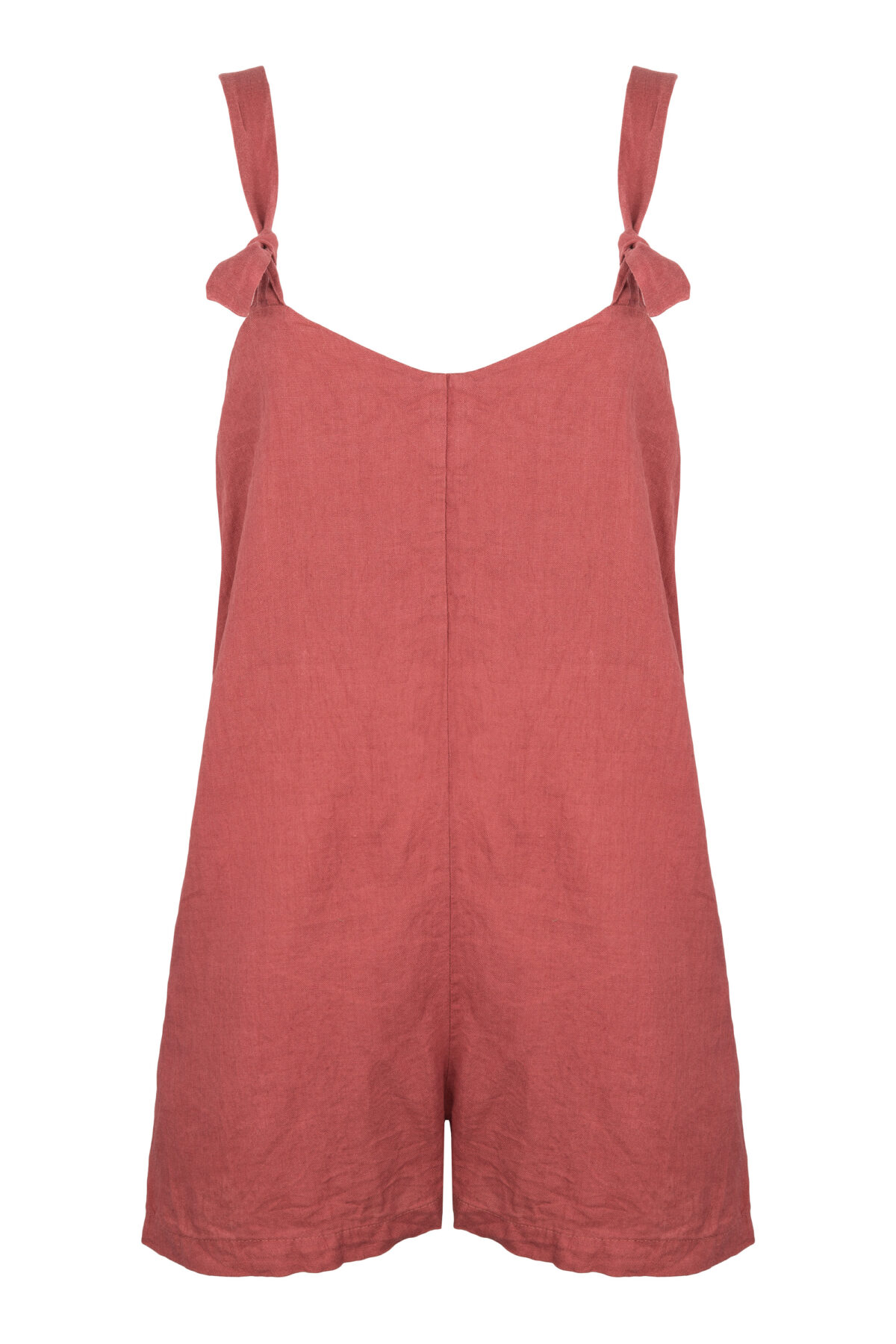 LINEN SHORT JUMPSUIT - GUAVA