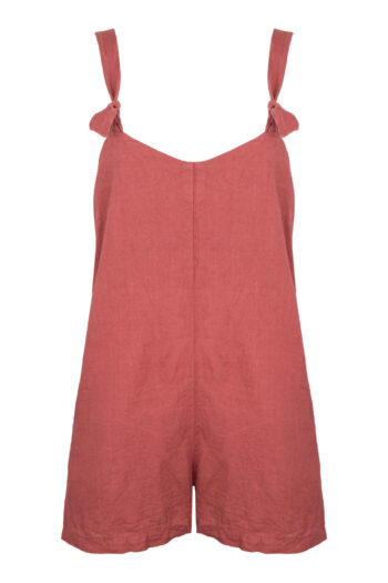 LINEN SHORT JUMPSUIT - GUAVA