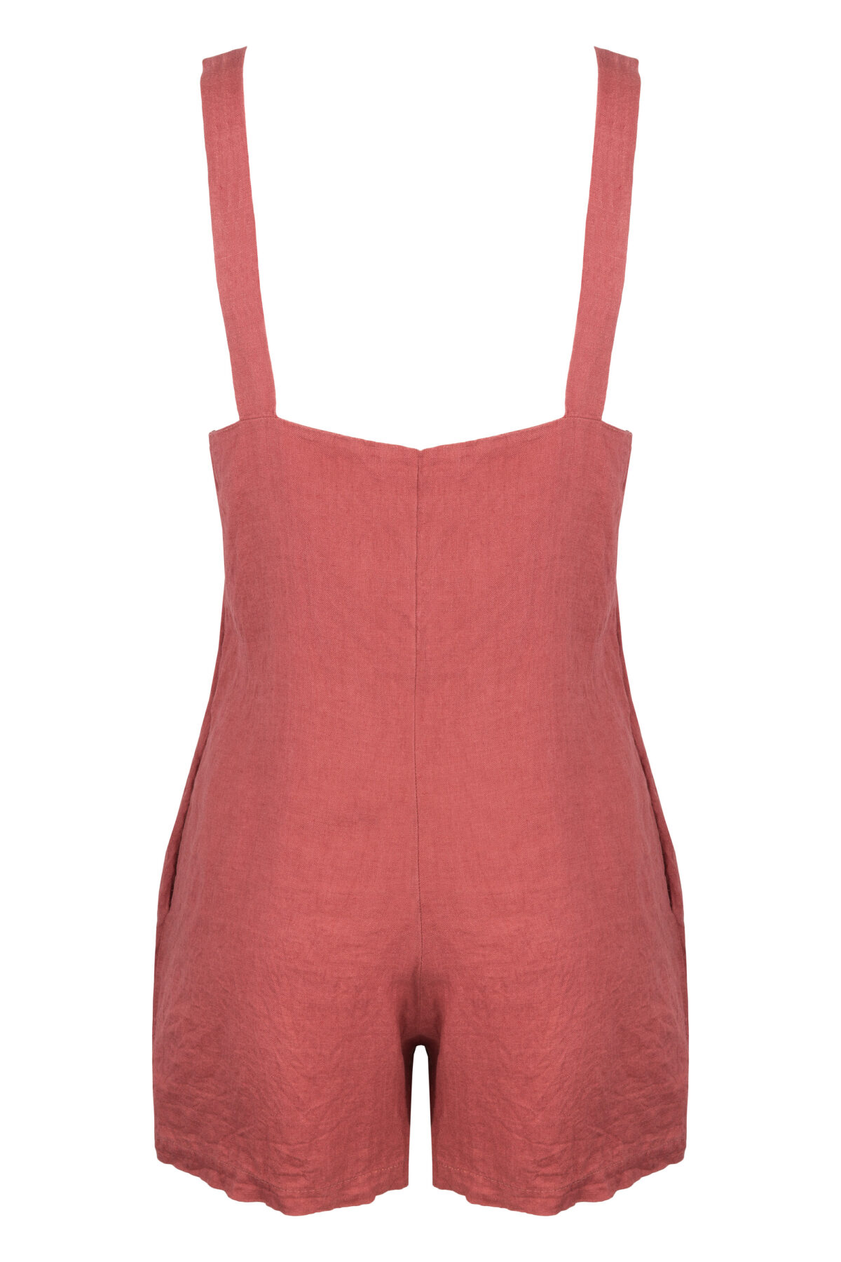 LINEN SHORT JUMPSUIT - GUAVA - obrazek 2