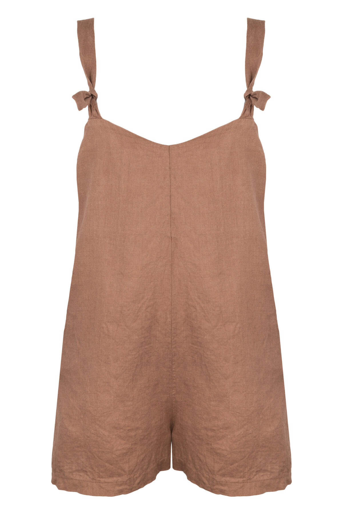 LINEN SHORT JUMPSUIT - SOIL