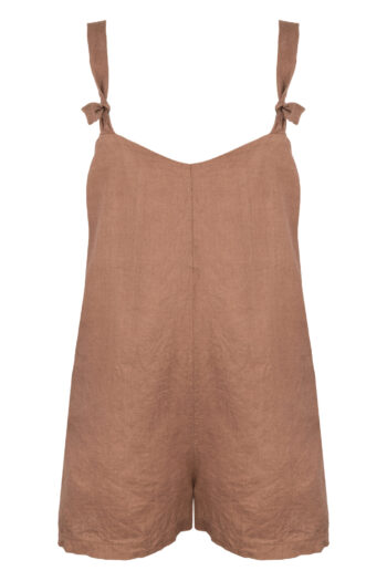 LINEN SHORT JUMPSUIT - SOIL