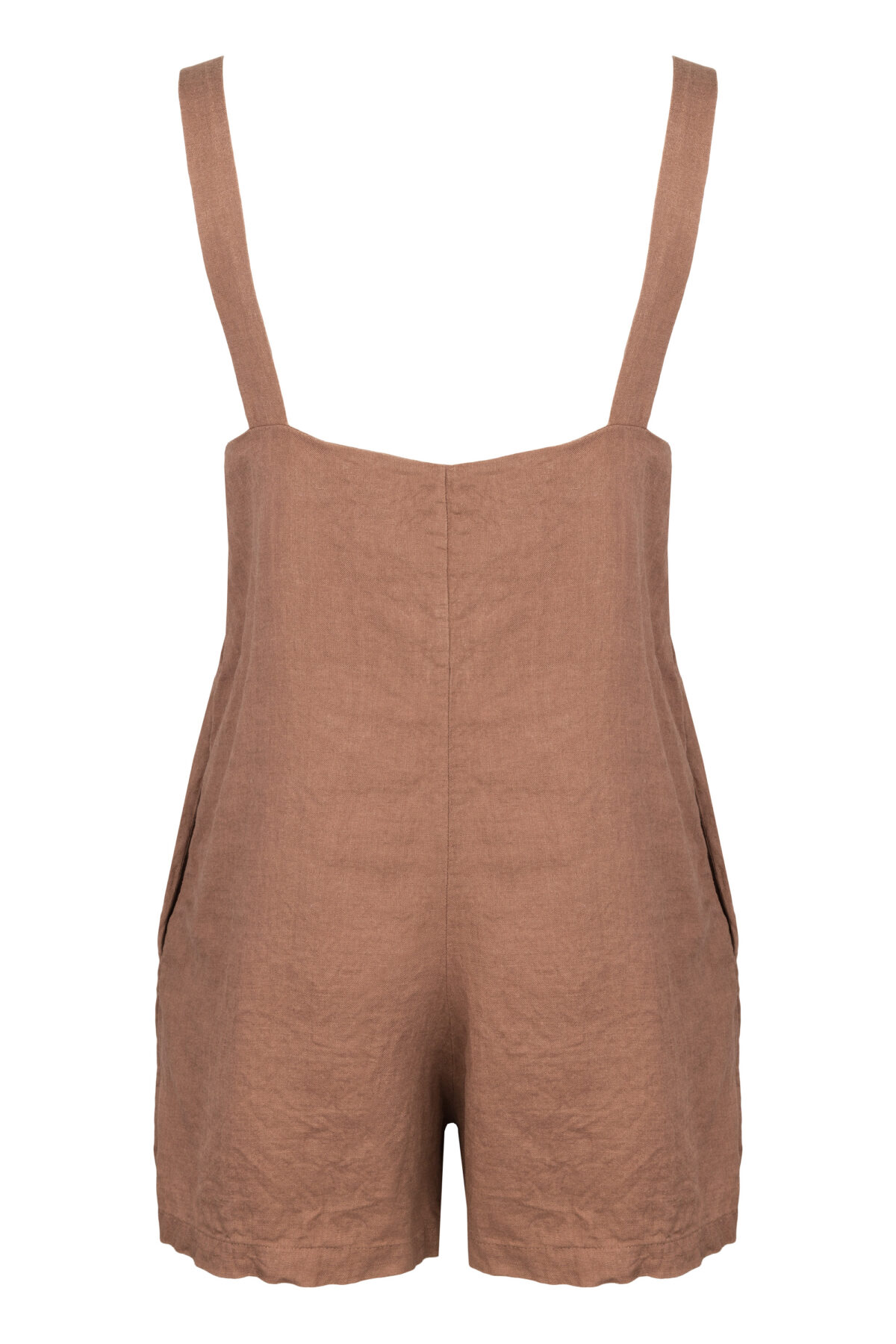 LINEN SHORT JUMPSUIT - SOIL - obrazek 2