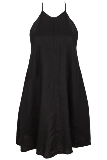 LINEN SIMPLE DRESS - BLACK