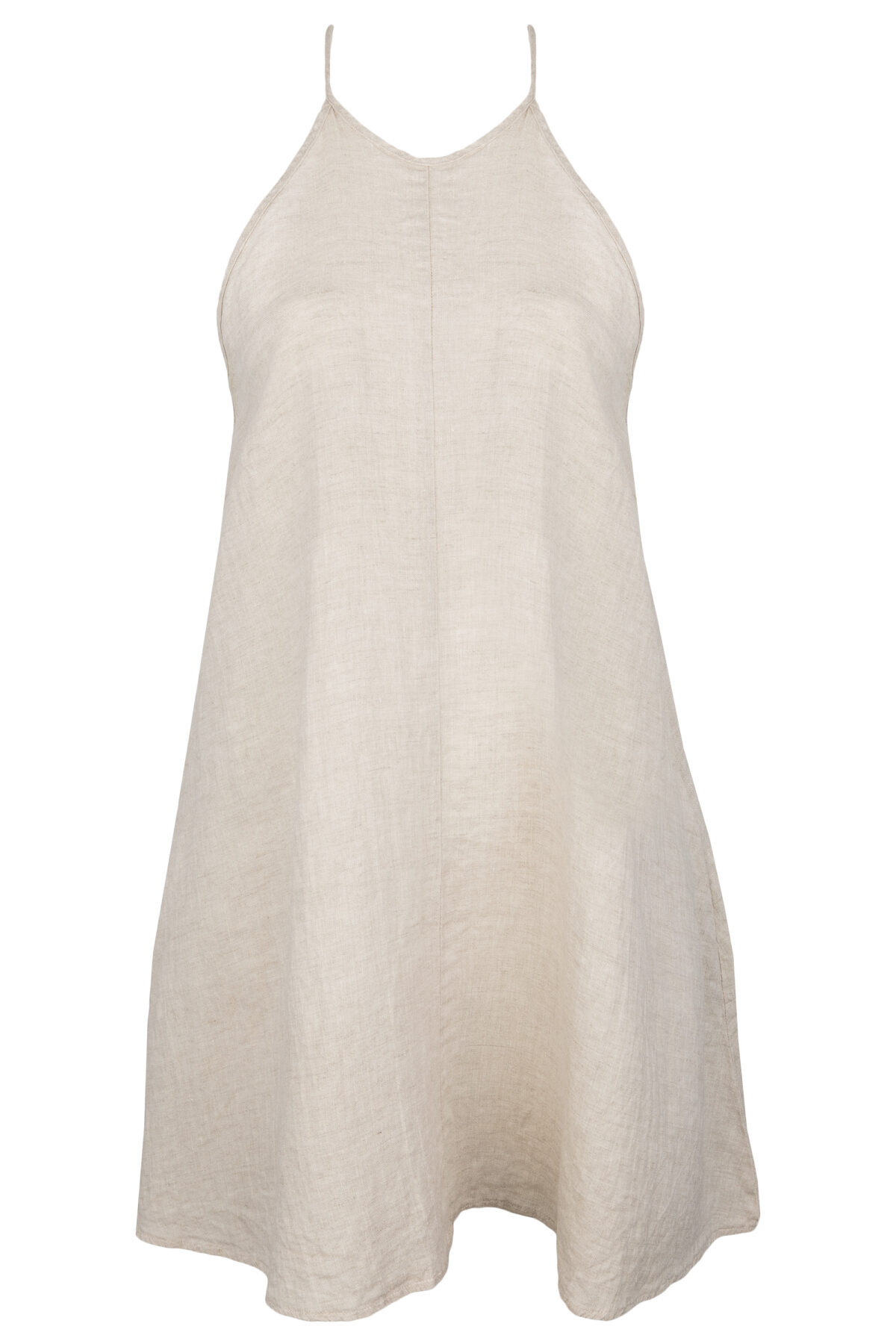 LINEN SIMPLE DRESS - CREAMY GRAY