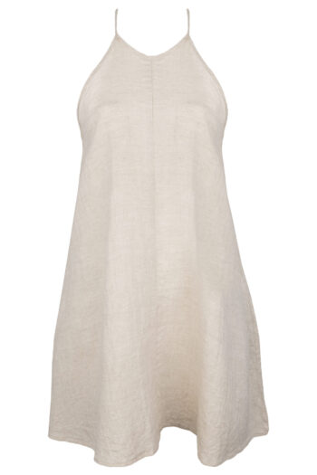 LINEN SIMPLE DRESS - CREAMY GRAY