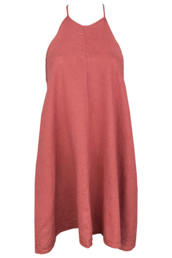 LINEN SIMPLE DRESS - GUAVA